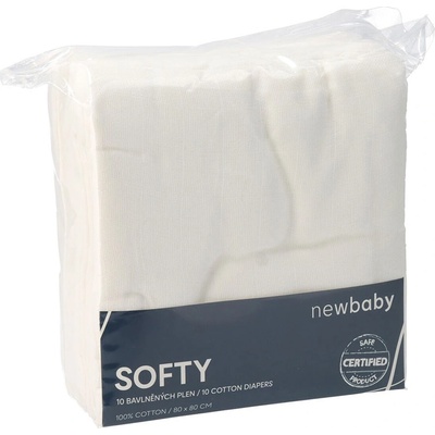 New Baby Látkové bavlněné pleny Softy EXCLUSIVE 80 x 80 cm Bílá 10 ks