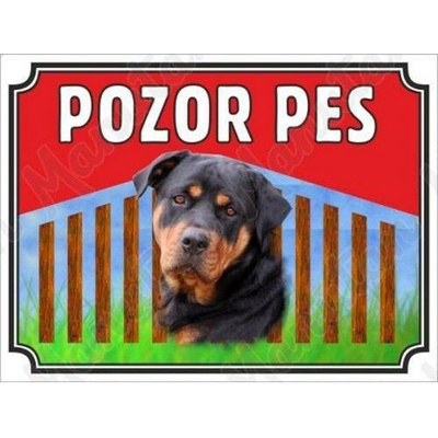 Pozor pes - Rotvajler, plast 210 x 148 x 2 mm A5