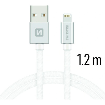 Swissten Nabíjecí a synchronizační kabel textile 0.2m / 1.2m / 2.0m stříbrný Délka: 1,2m