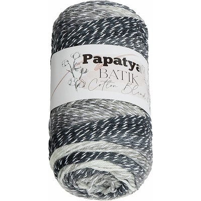 BELLATEX Priadza Papatya Cotton Blend batik 100 g, 1013 biela, čierna, šedá