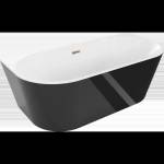 Mexen Oval свободностояща вана до стена 150 x 75 см, бяла/черна, преливане (52671507575-60)