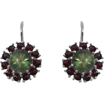 Český granát náušnice stříbrné 131332