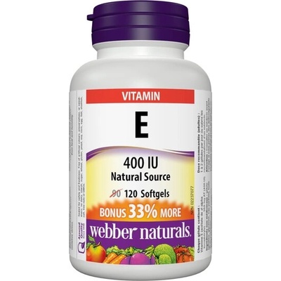 Webber Naturals Витамин Е (d-алфа токоферил ацетат) 400 IU 120 софтгел капсули | Webber Naturals (3800 WN)