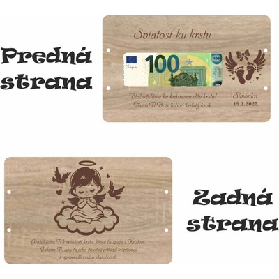 Drevená obálka na peniaze pre dievčatko - Sviatosť ku krstu