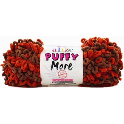 Alize příze Puffy More 6290 cihlově hnědá a hnědá