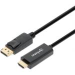 Manhattan Кабел Manhattan - DisplayPort към HDMI (DisplayPort 1.2, 4K/60 Hz, 1 м, черен) 153195 (153195)
