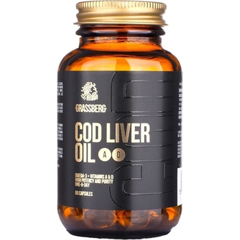 Grassberg Cod Liver Oil + A + D, 60 капсули, Grassberg (7219)