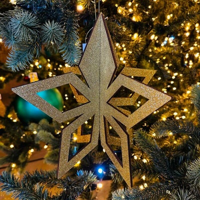 DECOLED Vianočná ozdoba zlatá hviezda, 3D, 30 cm
