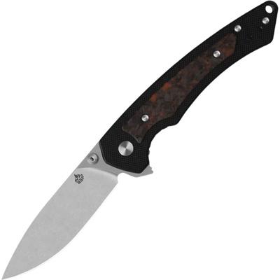 QSP Knife Peregrine 10Cr15MoV, Black G10, Glow-in-the-Dark Orange CF Linerlock QS177-B1