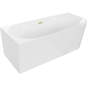 Mexen Mia свободностояща ъглова вана лява 160 x 80 cm, бяла, преливник златисто (52691608000L-55)