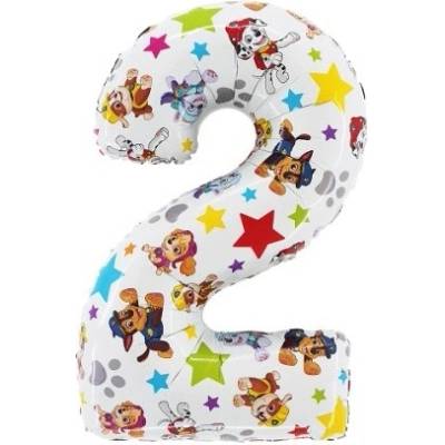 BP Baloon Party Balónek fóliový narozeninové číslo 2 bílý Paw Patrol