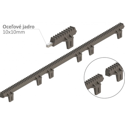 Hrebeň nylon-kov 27x18mm, L-1000mm, max do 800kg