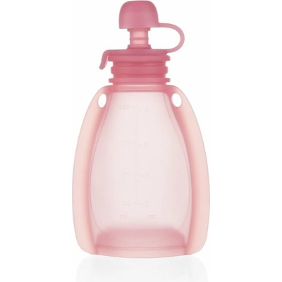 Zopa Silicone Refillable Baby Food Pouch kapsička na jedlo Transparent Pink 120 ml