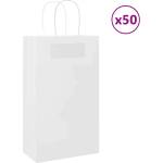 vidaXL Хартиени торбички 50 бр с дръжки бели 21x11x36 см (4101603)