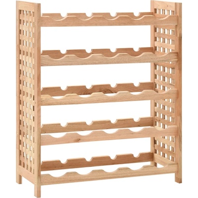 vidaXL Стойка за вино за 25 бутилки, орех масив, 63x25x73 см (247101)