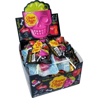 Chupa Chups Skull Lízanky 3D jahoda limetka 45x15 g