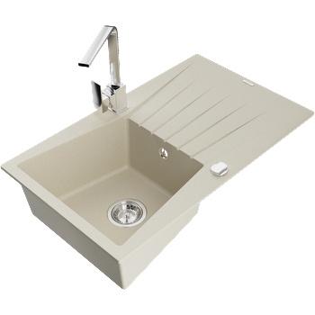 Mexen Cesar гранитна мивка с 1 отделение и отцедник и кухненски смесител Rita, бежов - 6514-69-670300-00 (6514-69-670300-00)