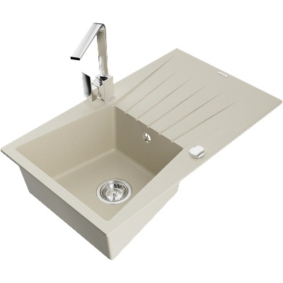 Mexen Cesar гранитна мивка с 1 отделение и отцедник и кухненски смесител Rita, бежов - 6514-69-670300-00 (6514-69-670300-00)