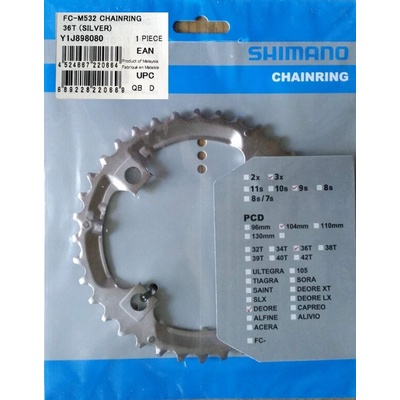 Převodník klik Shimano Deore FC-M590 / M532 36 zubů stříbrný