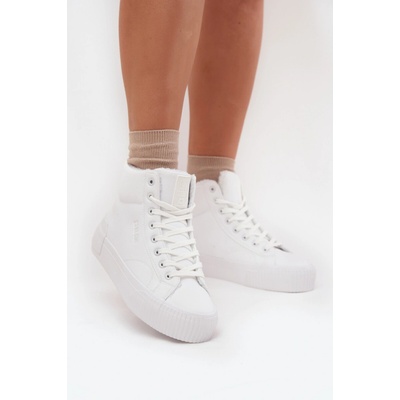 Big Star Shoes Zateplené dámske tenisky na platforme biela šedá hnedá kaki viacfarená