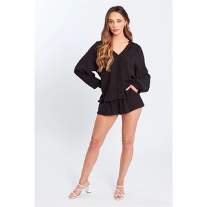 Influence Къси панталони Influence Women's Button Shirt and Shorts Set - Black