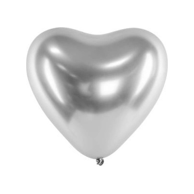 Lesklý balón 30cm Srdce strieborný