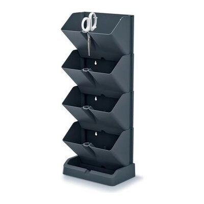 Prosperplast MINI CASCADE sada kvetináčov s nožnicami na bylinky antracit IO1W200-S433