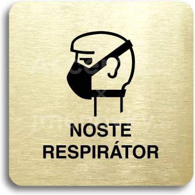 ACCEPT Piktogram noste respirátor II - zlatá tabulka - černý tisk bez rámečku