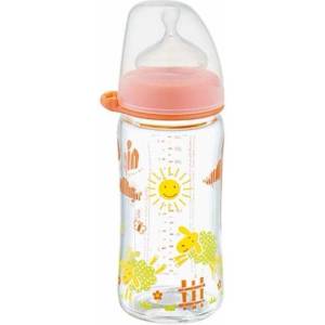 Nip Бебешко шише NIP - РР, Flow M, 0 м+, 260 ml, Girl, оранжево (4000821350403) - ozone