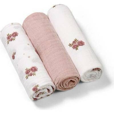 BabyOno Mušelínové Super Soft růžové 70x70 cm Flowers 3 ks