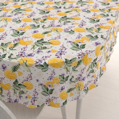 Biante Dekoračný oválny obrus PML-103 Pomaranče medzi kvetmi na bielom 120x160 cm