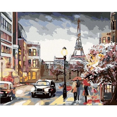 zuty Malování podle čísel Paříž a lidé na ulici 80 x 100 cm vypnuté plátno na rám