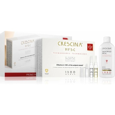 Crescina Transdermic Crescina Transdermic 1300 Re-Growth and Anti-Hair Loss péče pro podporu růstu a proti vypadávání vlasů pro ženy 20x3,5 ml + Crescina Transdermic šampon proti řídnutí a padání vlas