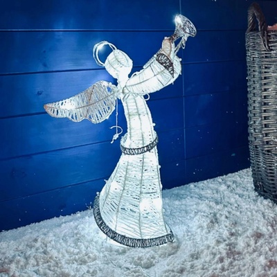 DecoLED Svetelný anjel 50cm ľadovo biely