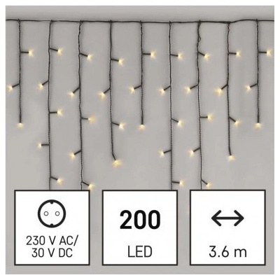 LED vianočné cencúle 3,6 m vonkajšie aj vnútorné teplá biela programy 8592920095485