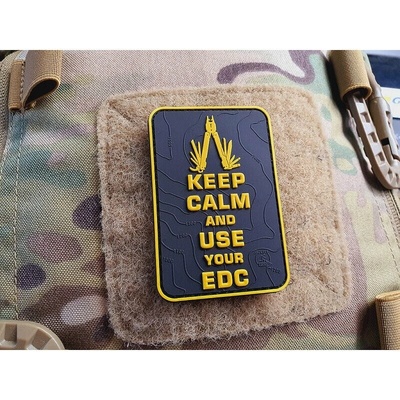 JACKETS TO GO nášivka KEEP CALM AND USE YOUR EDC velcro ČERNÁ/ŽLUTÁ