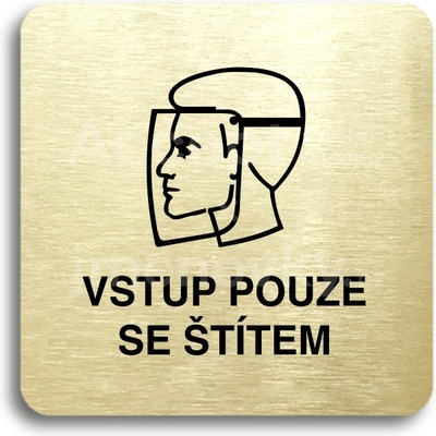 ACCEPT Piktogram vstup pouze se štítem II - zlatá tabulka - černý tisk bez rámečku