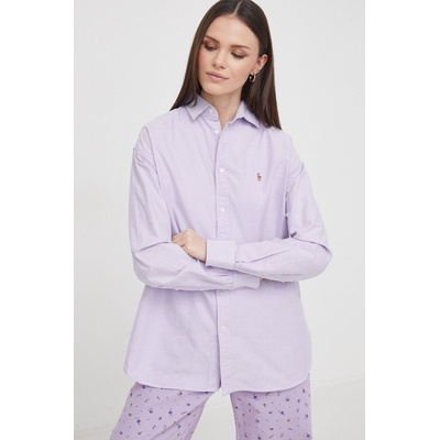 Ralph Lauren Памучна риза Polo Ralph Lauren дамска в лилаво със свободна кройка с класическа яка 211931064 (211931064)