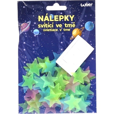 Wiky nálepky 12 x 17 cm svítící ve tmě hvězdy 60 ks