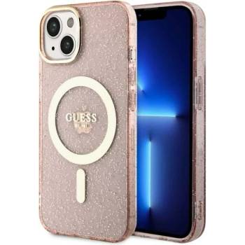 GUESS iPhone 14 Plus 6.7" pink hardcase Glitter Gold MagSafe (GUHMP14MHCMCGP)