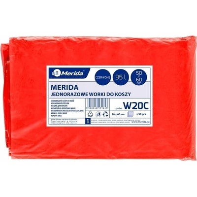 Merida Vrecká na odpadky LDPE 25µm 35 l červené 50ks/b W20C