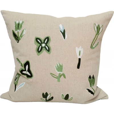 Fine Little Day Ľanová Tulip Green Embroidered 48 x 48 cm