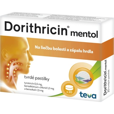 Dorithricin mentol pas.ord. 20 x 0,5 mg + 1 mg + 1,5 mg