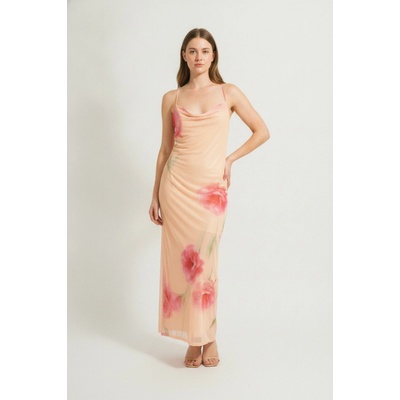 Boohoo květované šaty boho růžové