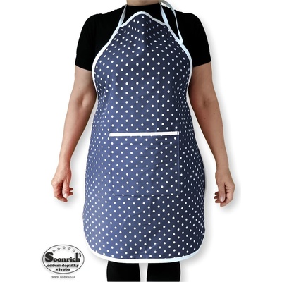 Soonrich zástěra bílé puntíky na modré zada080