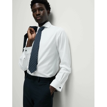 Marks & Spencer Леко вталена риза от луксозен памук с двойни маншети Marks & Spencer бяло Marks & Spencer | Byal | МЪЖЕ | M