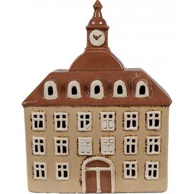 Hnědý keramický domeček na čajovou svíčku Houthem VIII – 20x10x26 cm