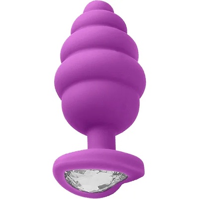 Ouch! Анален Butt Plug Медицински силикон с бижутерия "RIBBED DIAMOND PURPLE" 7 см