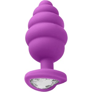 Ouch! Анален Butt Plug Медицински силикон с бижутерия "RIBBED DIAMOND PURPLE" 7 см
