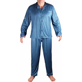 Adam 695 pánské pyžamo dlouhé propínací modré